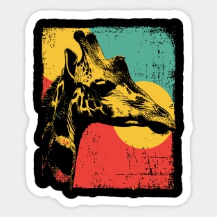 Vintage Giraffe with Bold Pop Colors Sticker